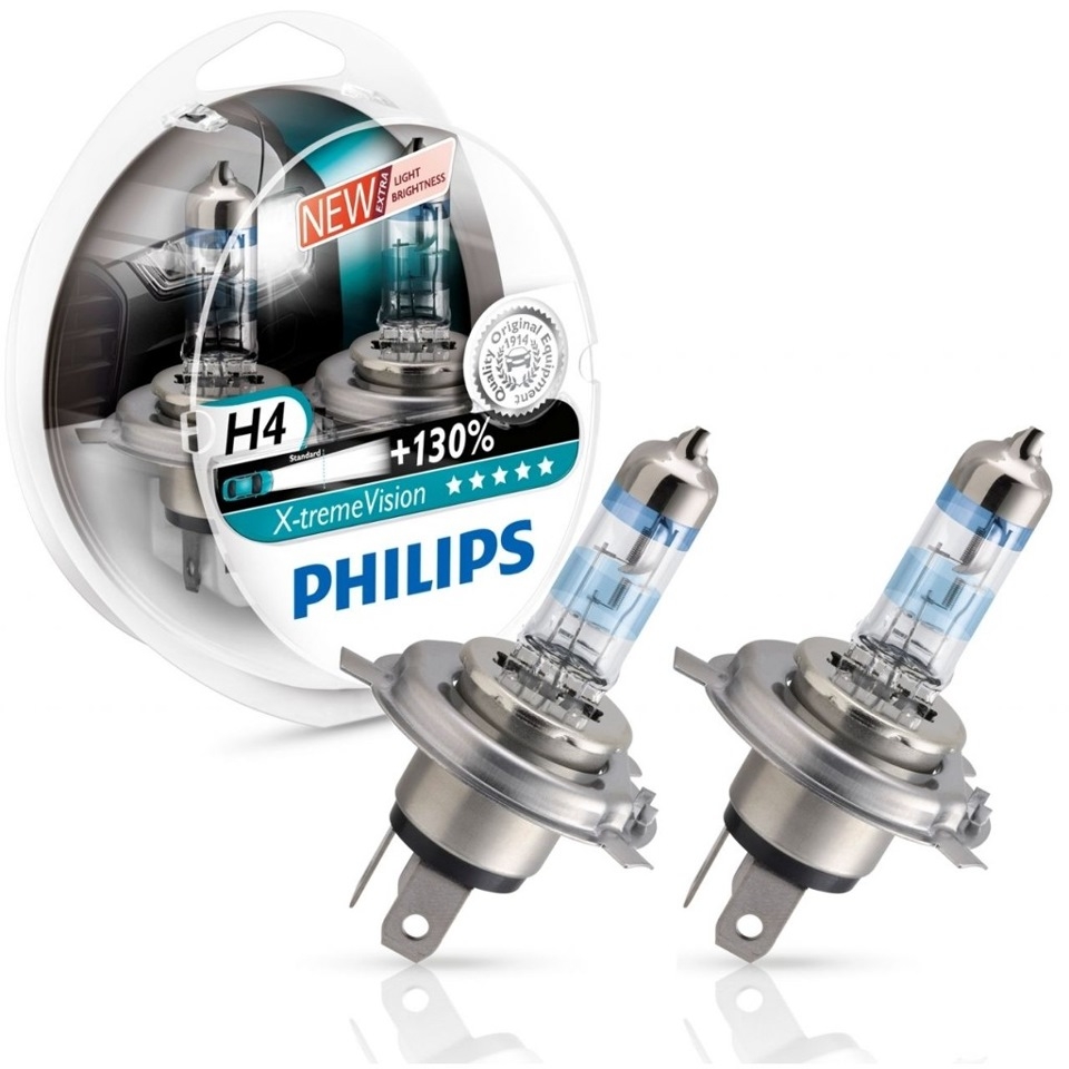Автолампа H4 Philips X-tremeVision +130% 12V 60/55W 12342XV+S2 купить в  Минске.